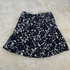 J. Crew Black and White Floral Silk Skirt